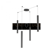 ROUND TUBE SOSPENSIONE 4 LUCI GRIGIO ANTRACITE CAVO CM.250 CON BASE 1174-S4-GA