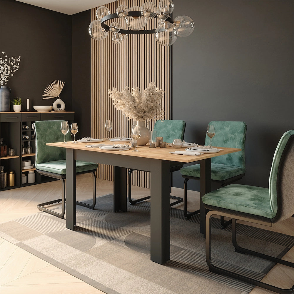 Vicco tavolo da pranzo allungabile Antracite/quercia dorata 160 x 80 cm Estensibile