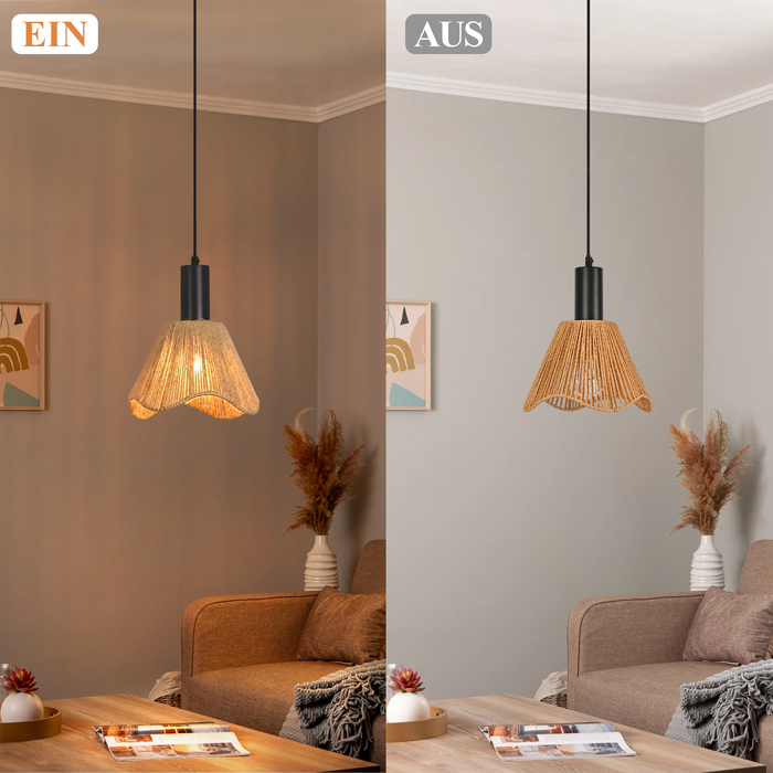 Lampada a sospensione ZMH E27 in stile vintage a 1 luce nera altezza regolabile
