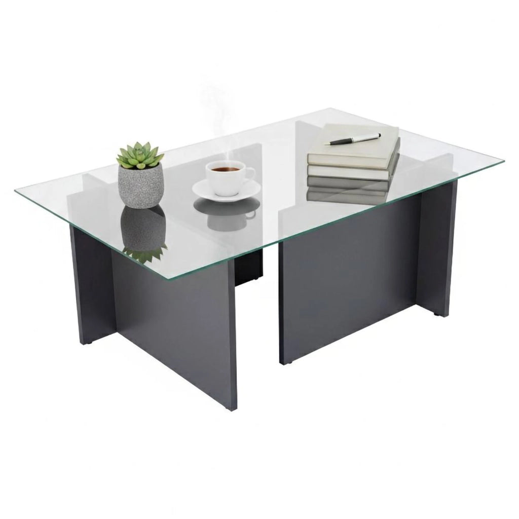 Azriel, Tavolino da Salotto Peso Massimo Supportato 10 kg, 105x65x40h cm Nero Antracite