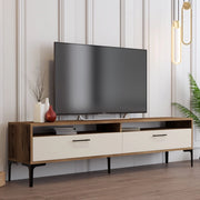 Cantoira, Mobile Porta tv 2 Ripiani, 180x47x35h cm Bianco Crema