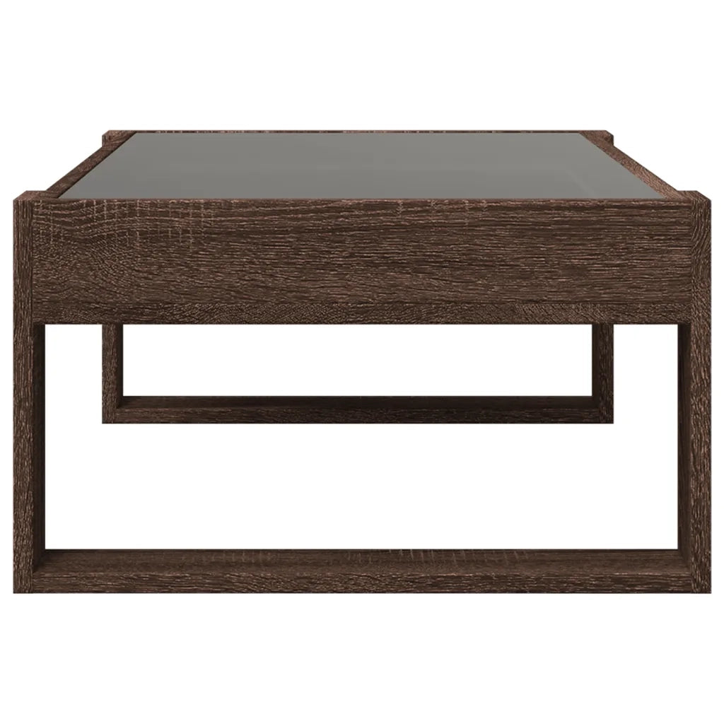 Tavolino da Salotto con LED Infinity Rovere Marrone 90x53x30 cm