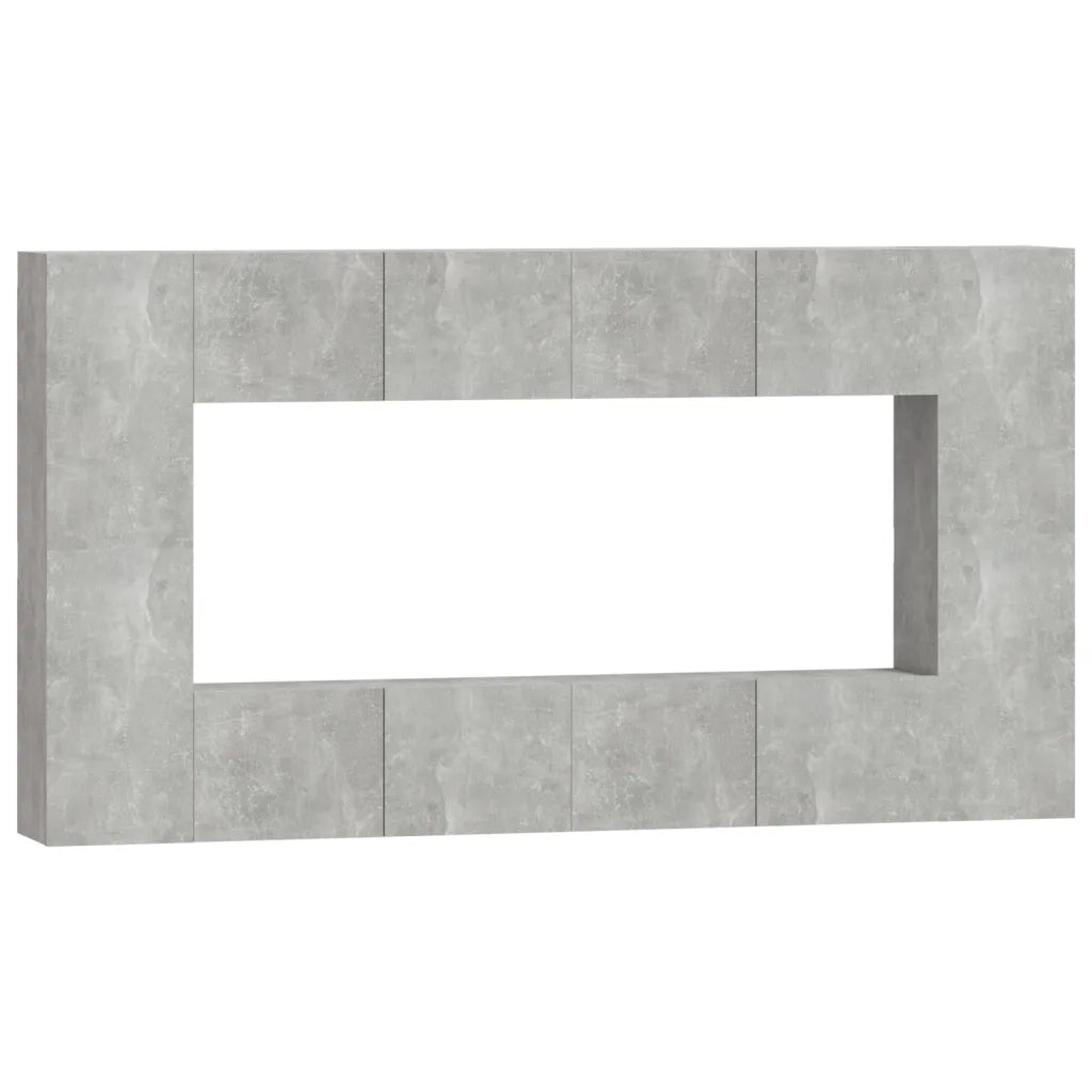Set Mobili Porta TV 8pz Grigio Cemento in Legno Multistrato 3114289