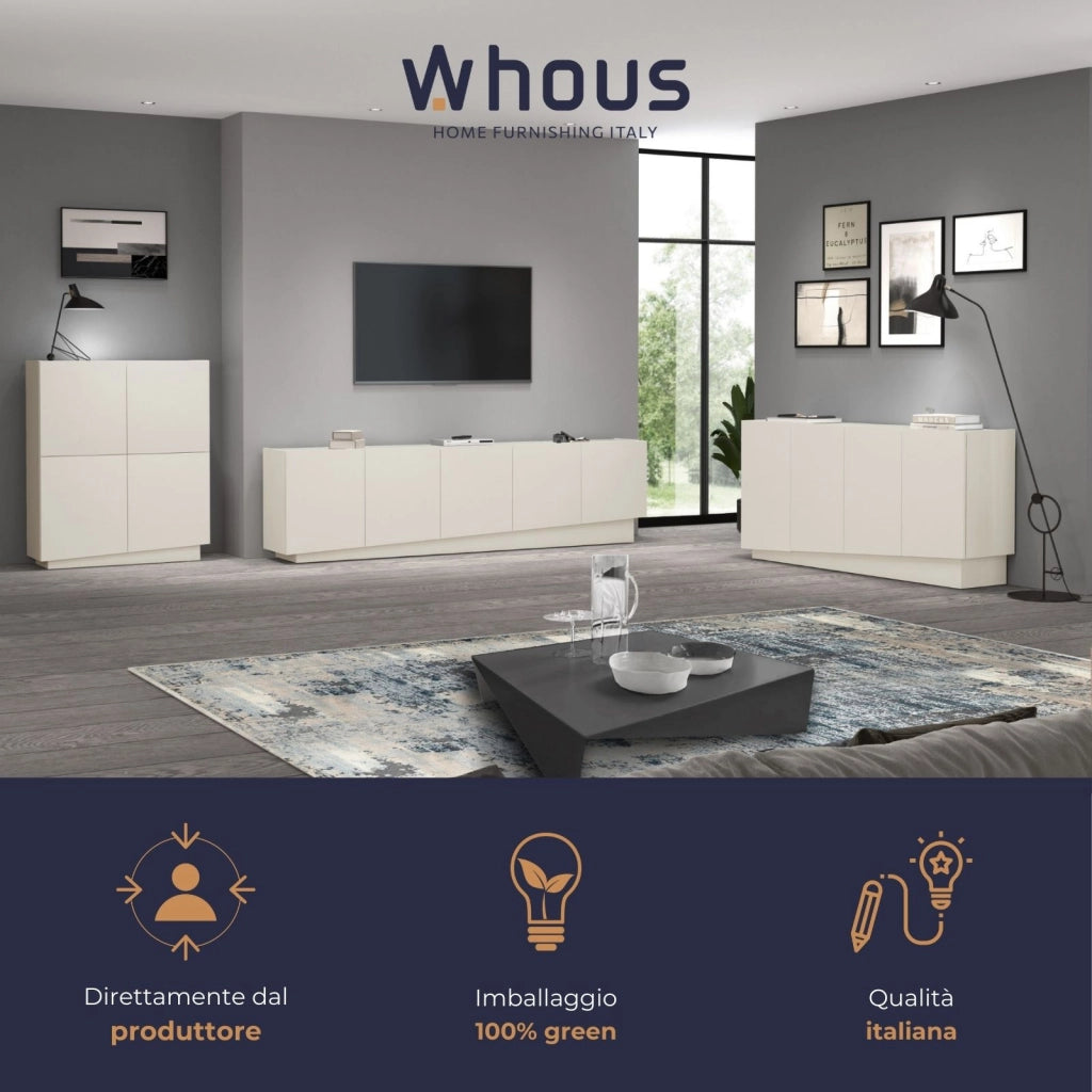 WHOUS Mobile porta TV Vela con 5 ante colore cashmere 225x35x60,4 cm