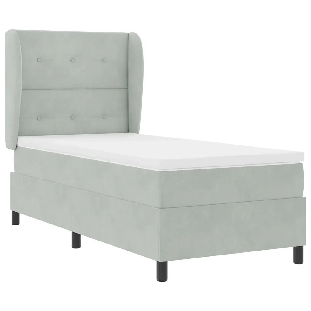 Letto a molle con materasso Grigio chiaro 200 x 90 cm Velluto 3340910