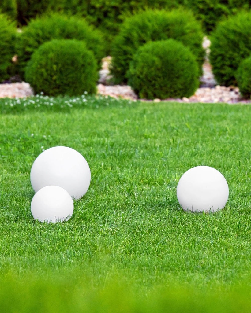 Set di 3 lampade sferiche a energia solare LED da esterno 30 cm in materiale sintetico impermeabile bianco con telecomando illuminazione da giardino