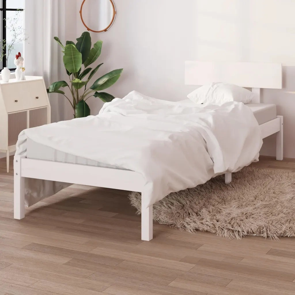 Giroletto-Struttura Letto Bianco in Legno Massello di Pino 90x200 cm 976441