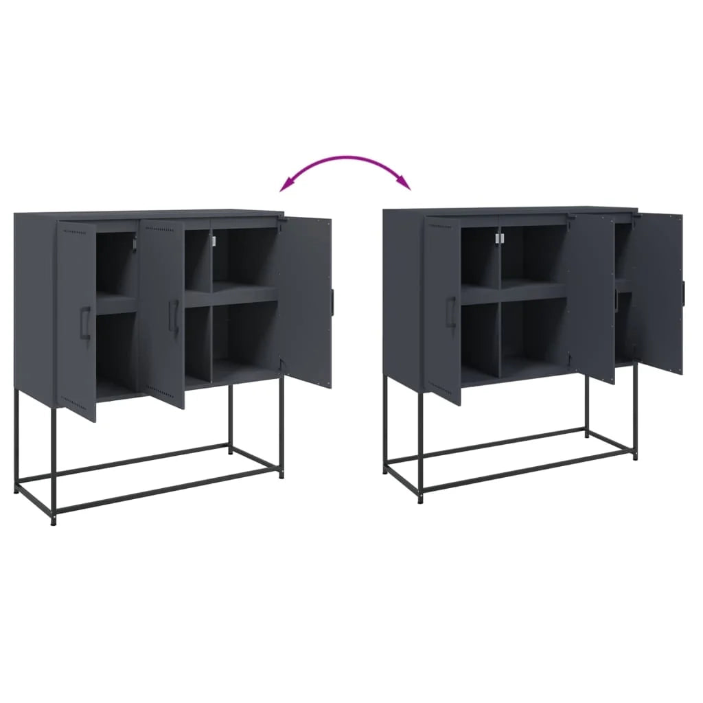 Buffet credenza cassettiera armadio mobile contenitore organizer cucina soggiorno salotto alto 100,5 x 39 x 107 cm acciaio antracite 02_0032198