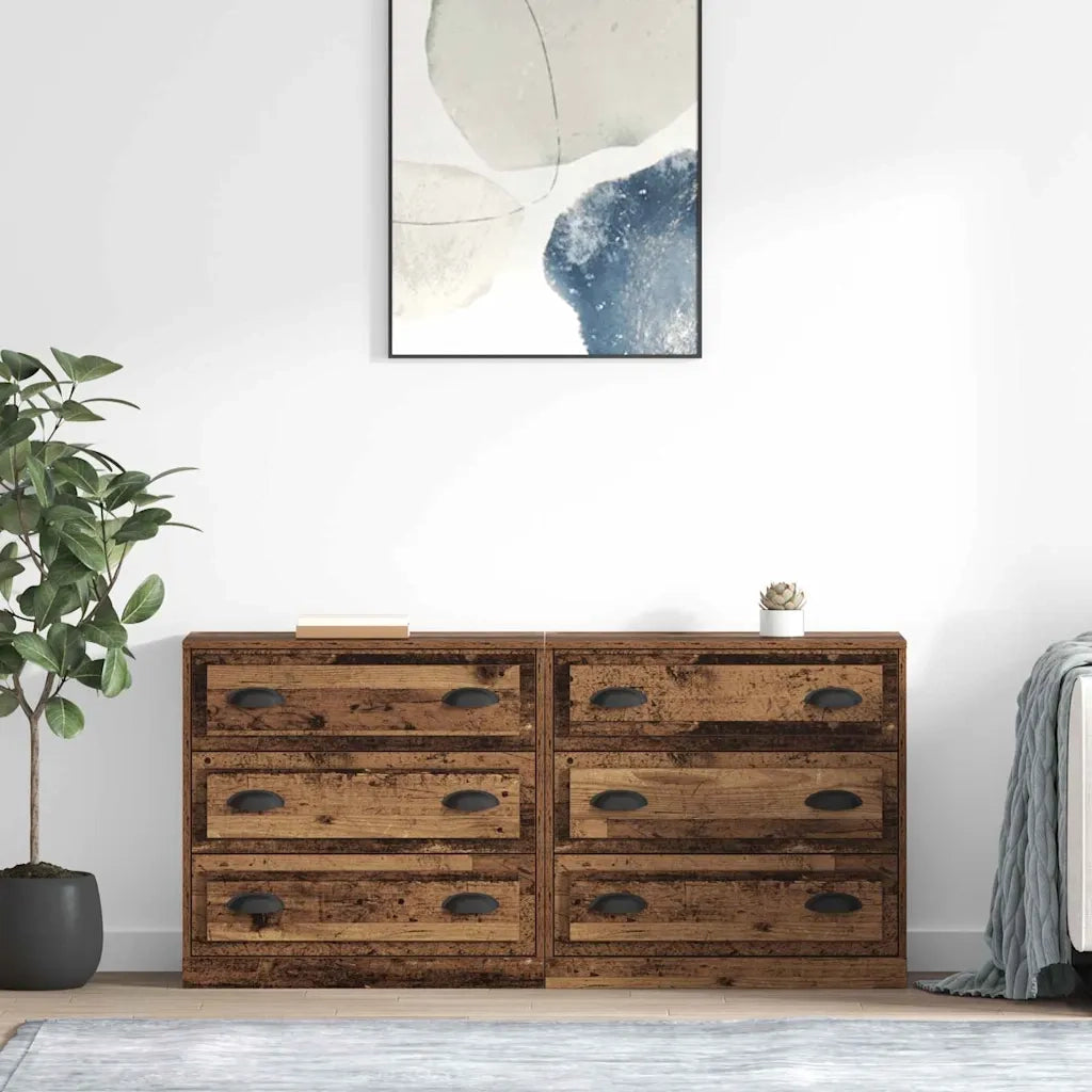 Credenza | Sideboards con cassetto 2 pcs Legno vecchio 70 x 35,5 x 67,5 cm