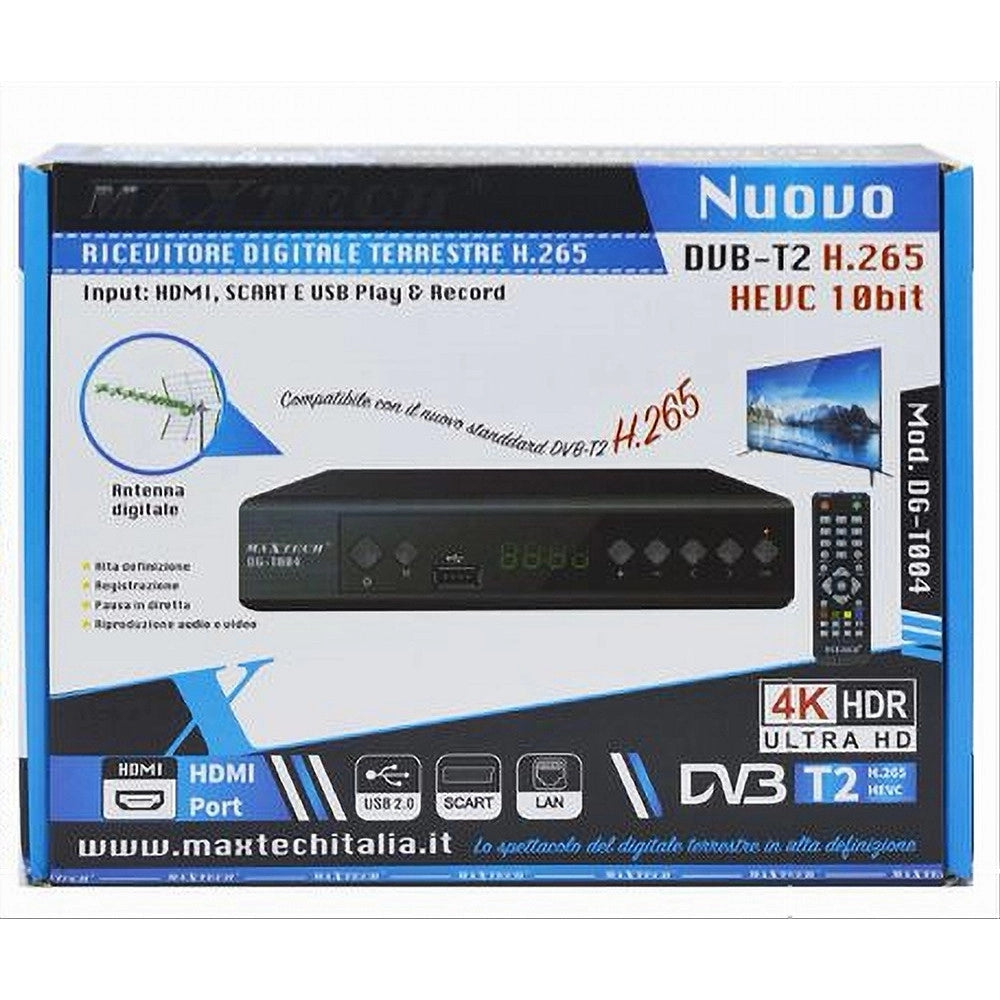 Trade Shop - Ricevitore Digitale Terrestre H.265 Dvb-t2 Hevc 10bit Lan Scart Hdmi Usb Dg-t004 -