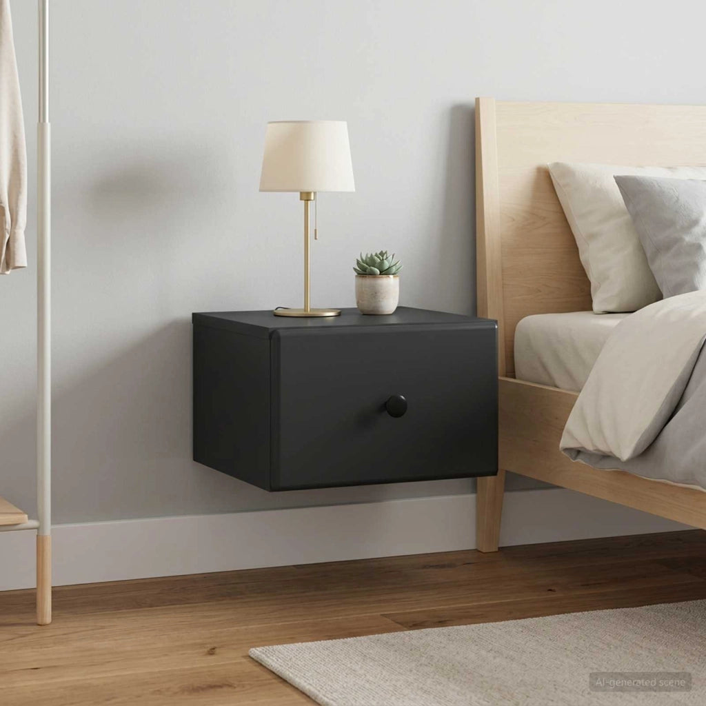 Mobiletto da notte a muro 2 pz Nero 34,5 x 33 x 20 cm 899108