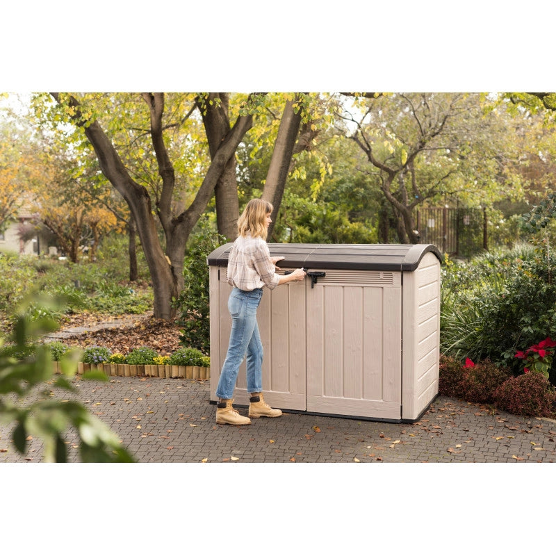 Box Contenitore da Giardino Keter Store-It-Out Ultra - Beige - 2000L con Pistoni Automatici 114x133x42