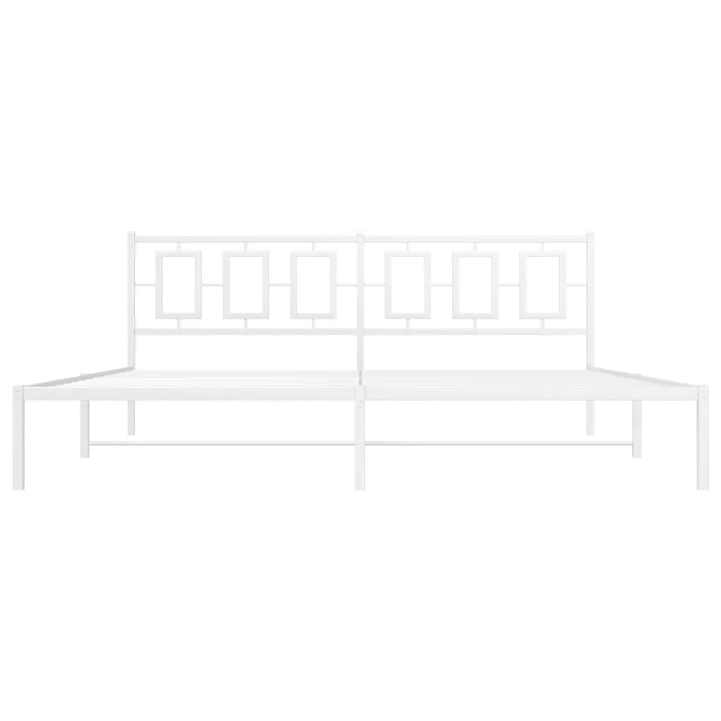 Giroletto con Testiera-Struttura Letto con testiera Metallo Bianco 200x200 cm 973242