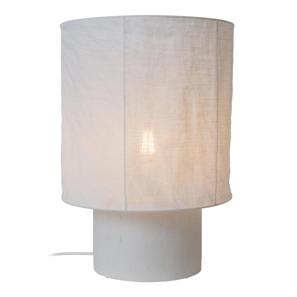Lampada da tavolo TISSAJA bianca cemento e lino Lucide