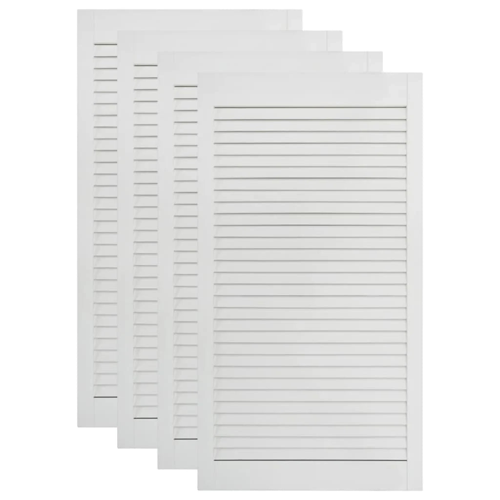 Set di 4 ante in legno massello di pino ante a persiana ante per armadi ante per scaffali rivestimento per armadi guardaroba bianco 99,3 x 39,4 cm 02_0003935