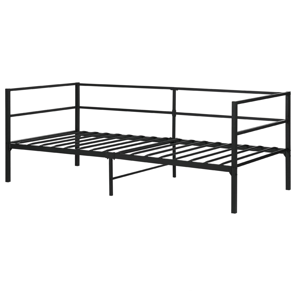 Letto in metallo nero UE singolo 90 x 200 cm 3ft stile industriale moderno con doghe integrate