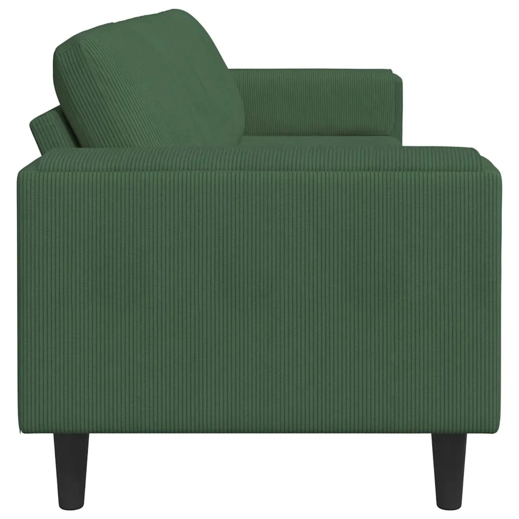 Divano Verde Scuro 250 x 77 x 76 cm Tessuto in Cords 3335105