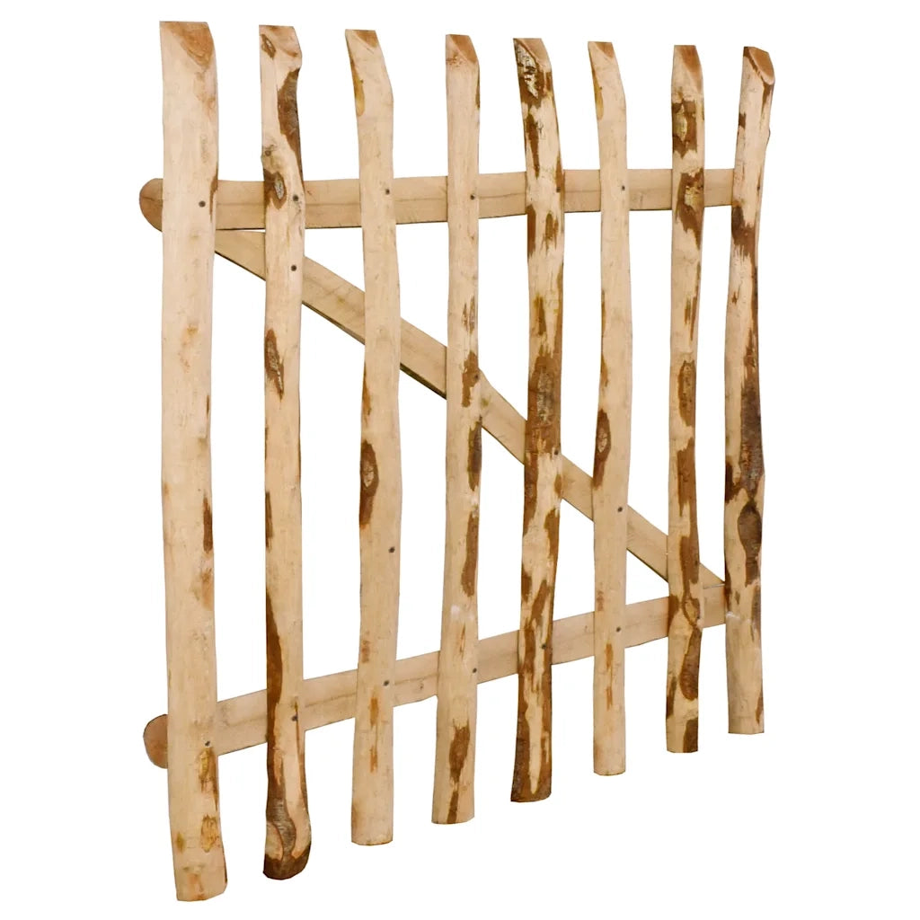 Cancello Singolo per Recinzione in Legno di Nocciolo 100x90 cm