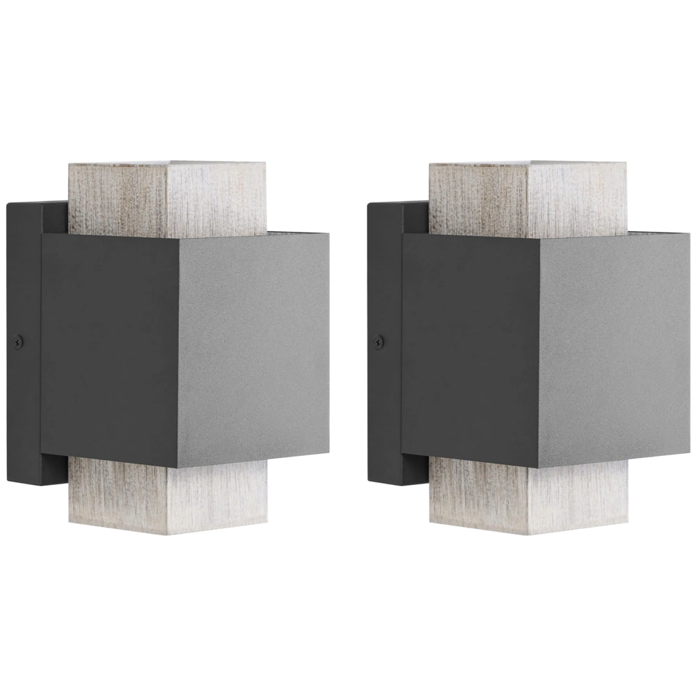 Set di 2 applique da esterno a LED in metallo, stile tradizionale, per porta d'ingresso e veranda, finitura nera