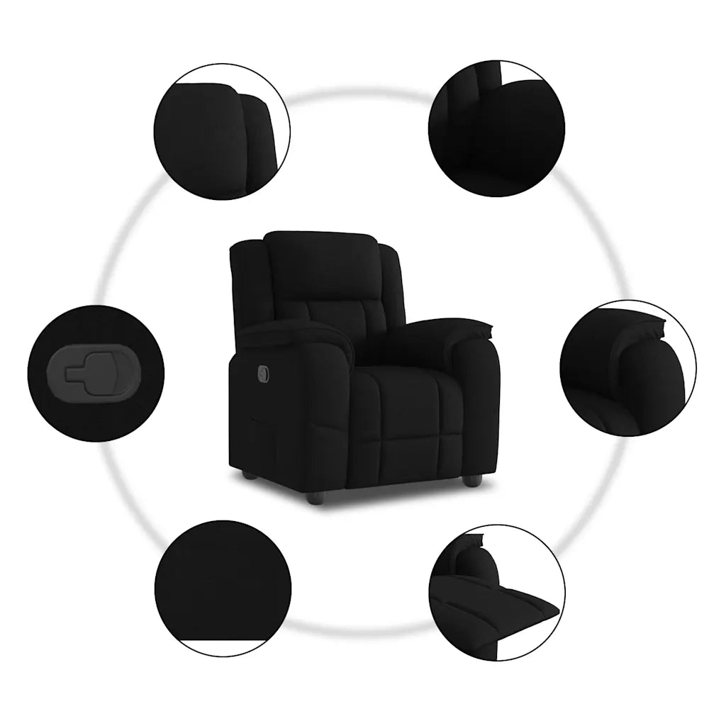 Divano Sedia-Poltrona Reclinabile in Tessuto Nero 595255