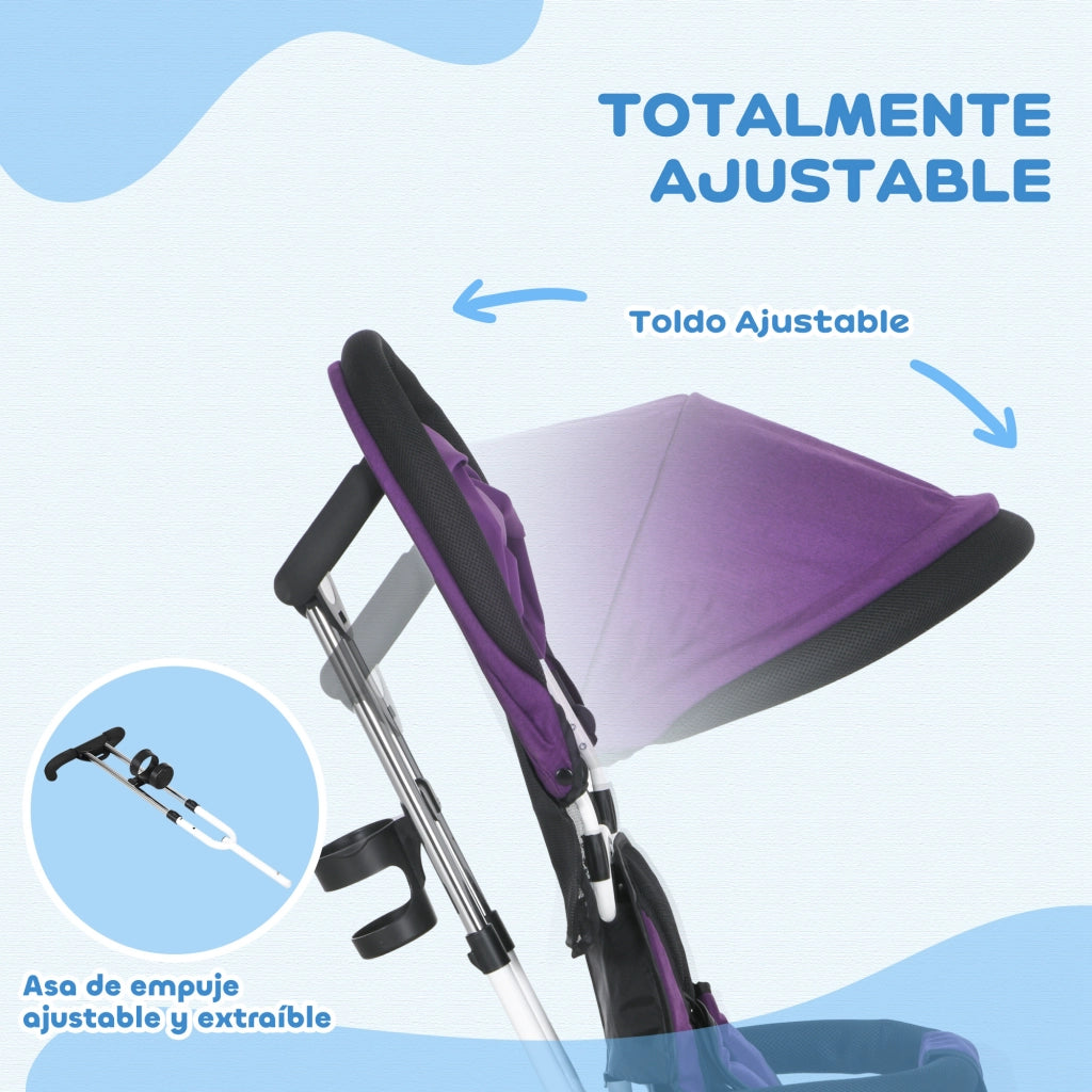 Triciclo per Bambini con Seggiolino e Cinturone di Sicurezza ¨C Zephmum ¨C Viola