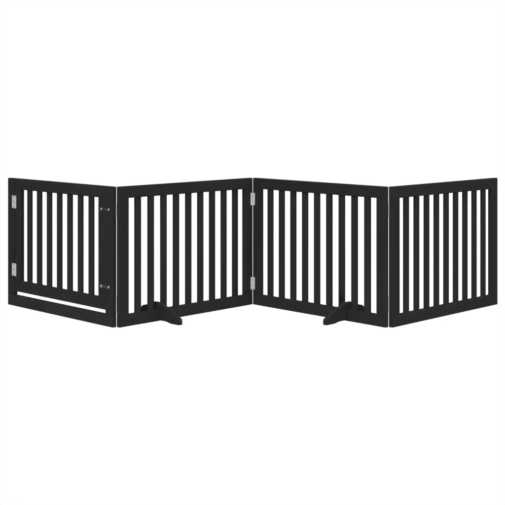 Cancello per Cani Porta Pieghevole Nero 4 Pannelli 320cm Pioppo CFW9162789
