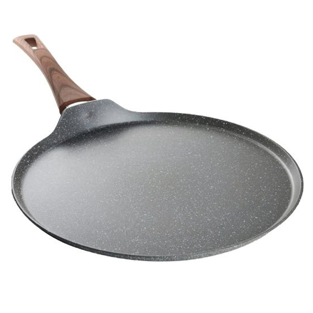 Trade Shop - Padella Piastra Crepiera Antiaderente ø32cm Uovo Fritto Per Induzione Manico Legno 043204m -