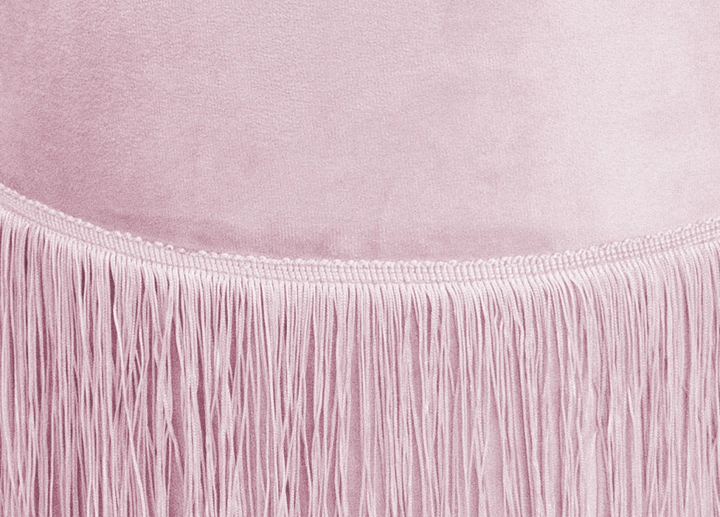 Pouf Salotto/Camera Con Frangette Imbottito Modello Velvet Malibù Tinta Unita - Pouf - Cipria