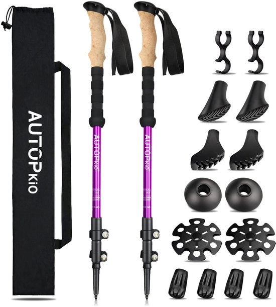 Stecchi da Nordic Walking, bastoni da passeggio, bastoni da passeggio regolabili, bastoni da trekking telescopici in alluminio 7075 con tampone in gomma per signore e signori, trekking (blu scuro)