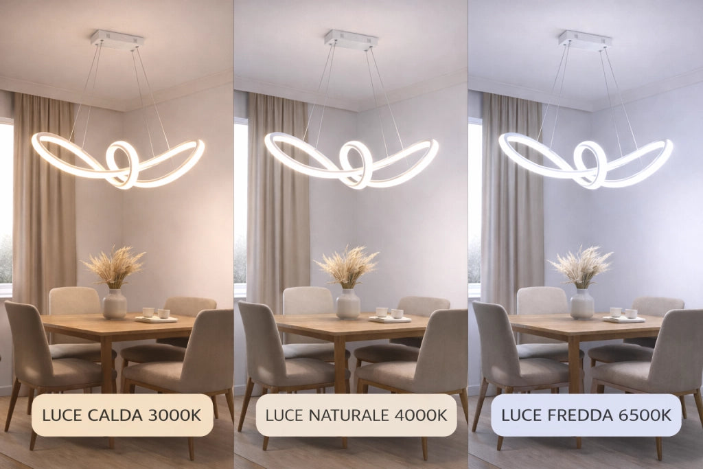 Lampadario LED a Sospensione Moderno 60W 4800 Lumen CCT 3 Colori Luce Calda Fredda e Naturale, Design Intrecciato in Alluminio e PVC, per Soggiorno Cucina Sala da Pranzo Bianco