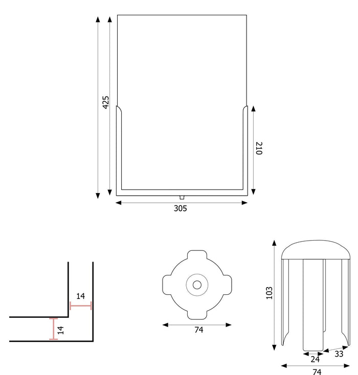 Porta Avvisi per Colonnina A3 Verticale in ABS e Metallo Nero con Plexiglass Trasparente
