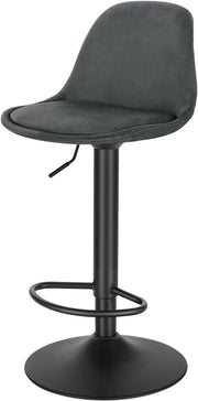 Sgabello da Cucina Moderno, Sedia Alta da Bar Regolabile in Altezza, Sgabello Imbottito Girevole con Schienale e Poggiapiedi, Grigio Scuro, 1051BY-1
