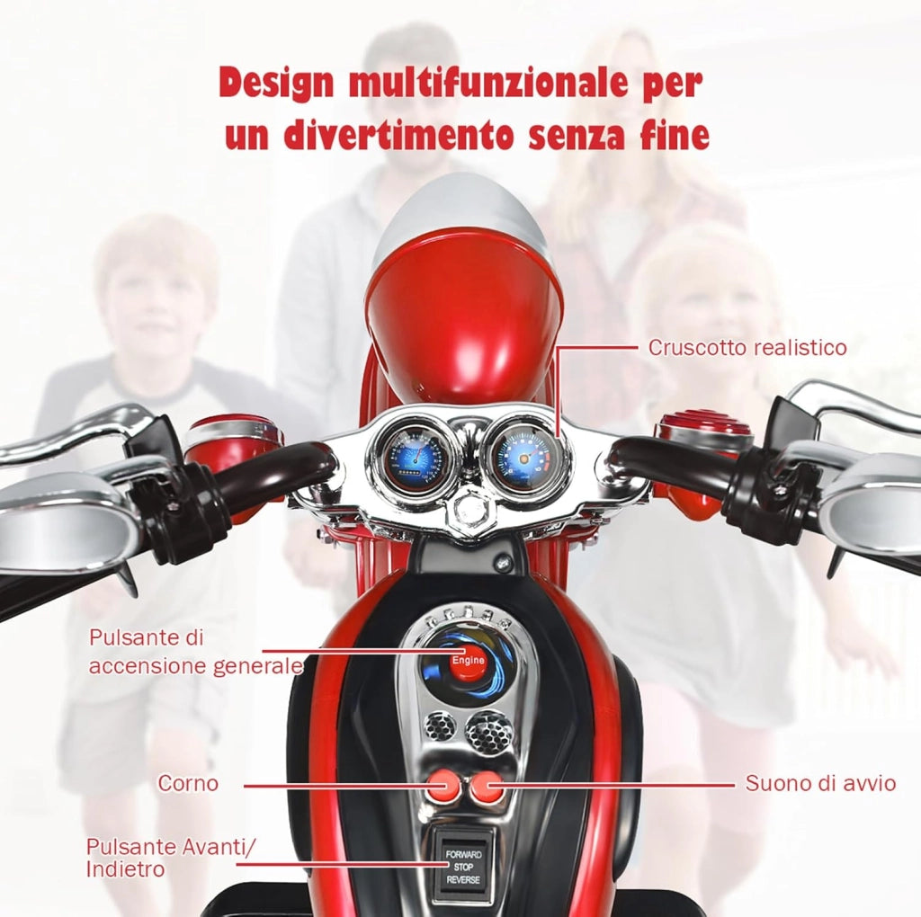 6V Moto Elettriche per Bambini, Moto Cavalcabile Marcia Avanti e Indietro, Portanza di Peso 30kg (Rosso)