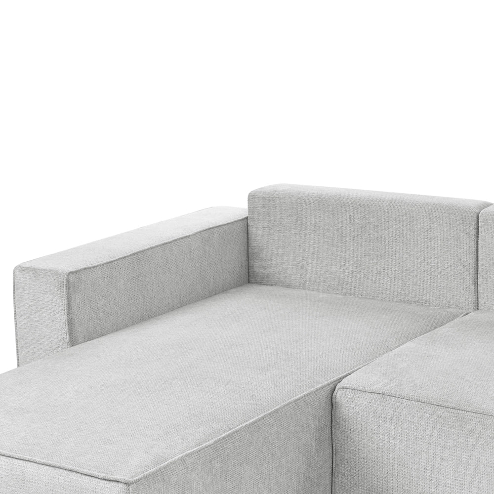 Divano letto a U in tessuto grigio chiaro 4 posti pratico vano contenitore