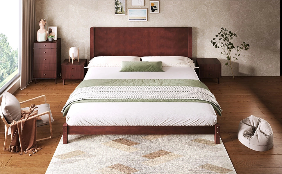 Letto matrimoniale 180 × 200 cm con testiera e supporto a doghe, senza materasso, in MDF e legno, marrone