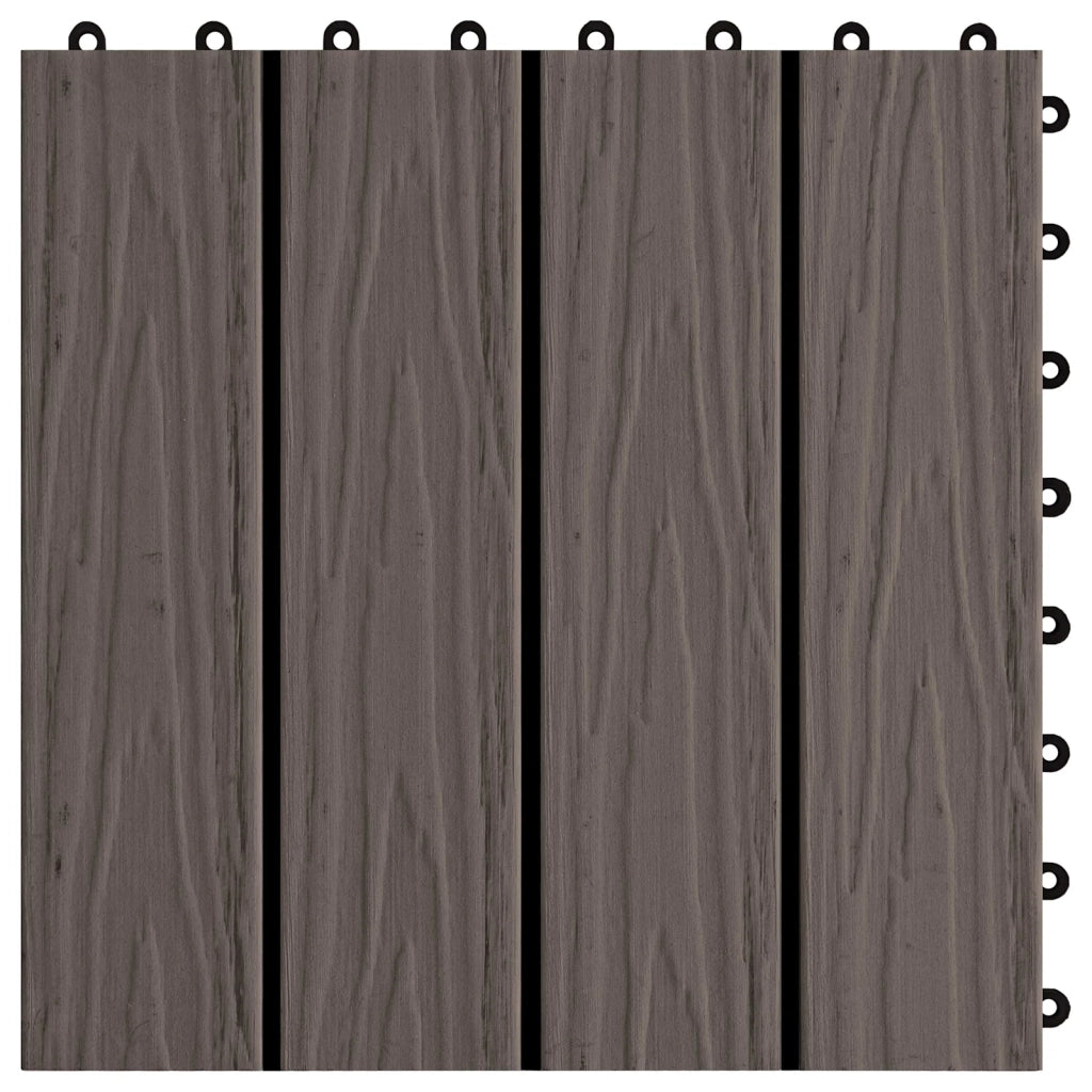 Piastrella per Decking 11 pcs Marrone Scuro 30 x 30 cm WPC