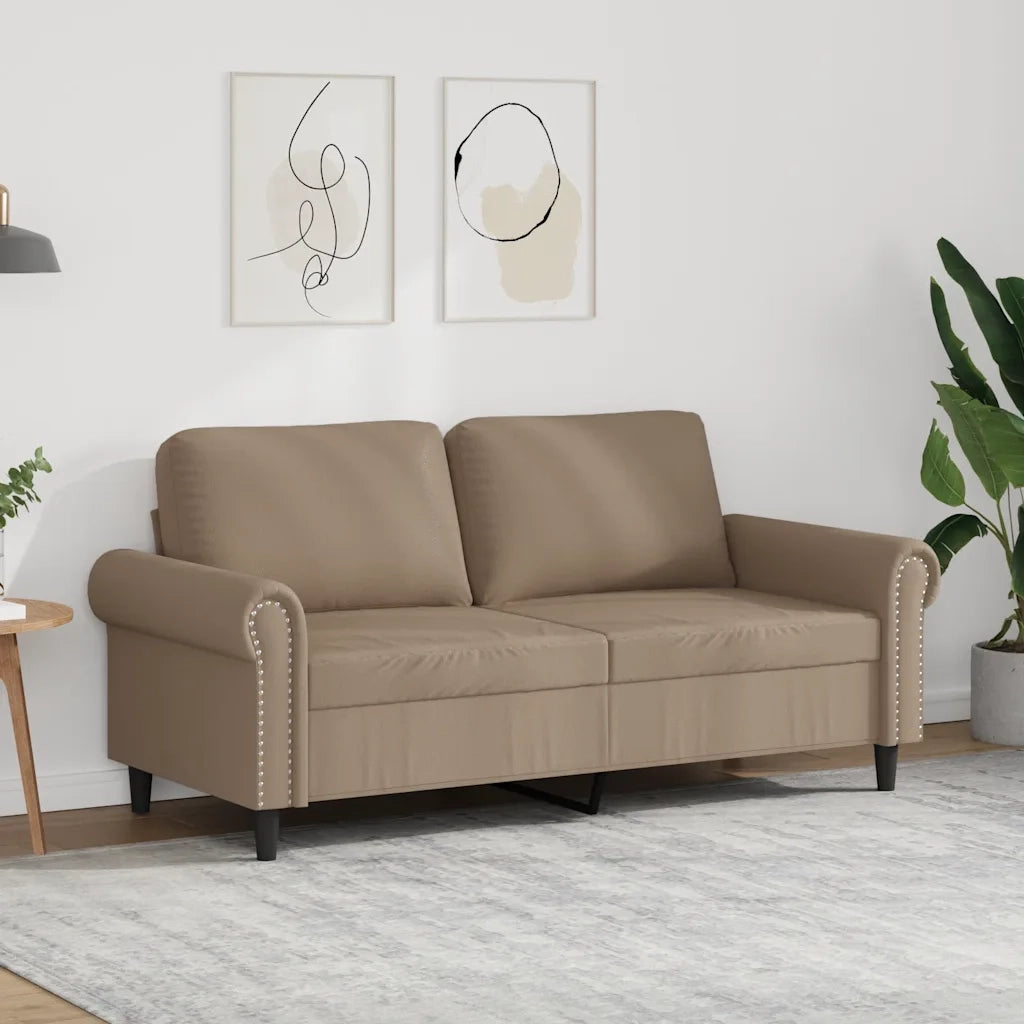 Divano a 2 Posti-Sofa 2 Posti Cappuccino 140 cm in Similpelle 399116