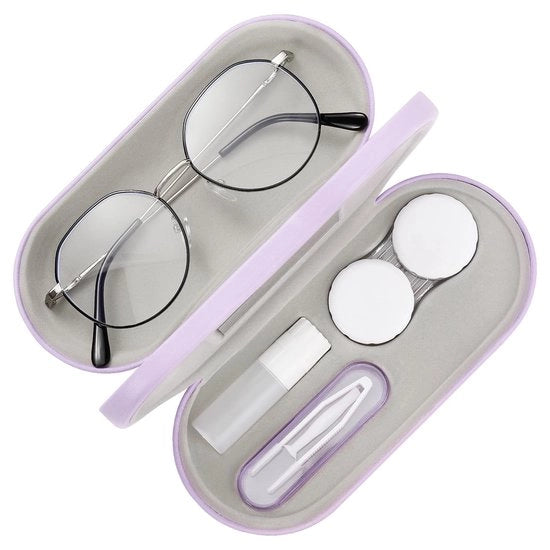 Casella per occhiali e lenti a contatto 2 in 1 - Color lilac - Protezione per occhiali e lenti - Adatto per uomo e donna