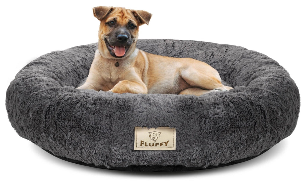 AIO FACTORY Letto per cani impermeabile Shaggy Bed grigio scuro da 40 cm