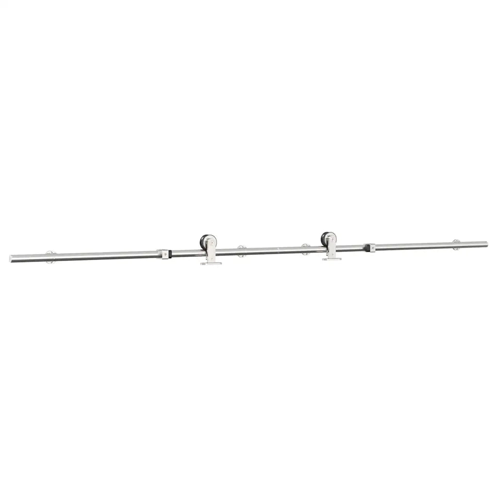 Kit Binari Porta Scorrevole 200 cm Acciaio Inossidabile Argento 4009698