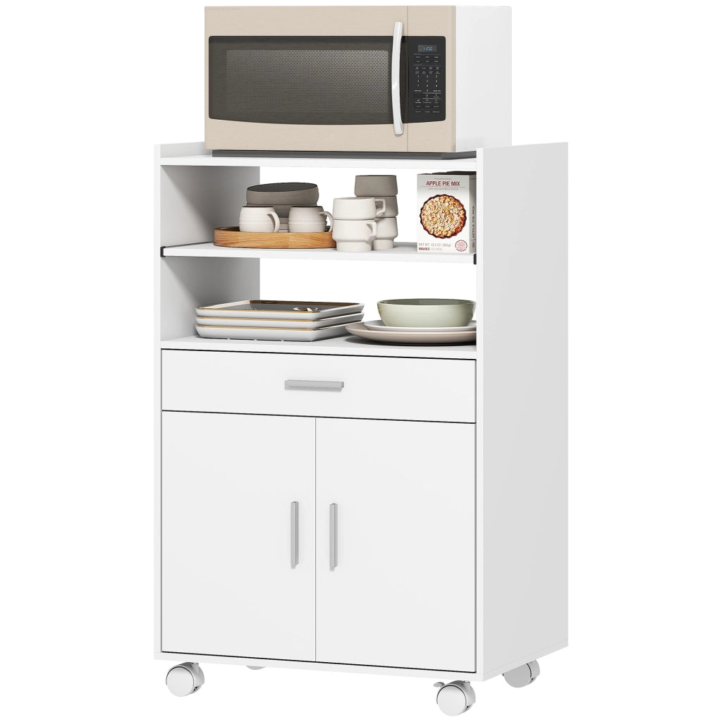 Armadio a 2 Ante con Cassetto e 2 Ripiani ¨C Zephmum ¨C Legno Bianco 59x40x92 cm
