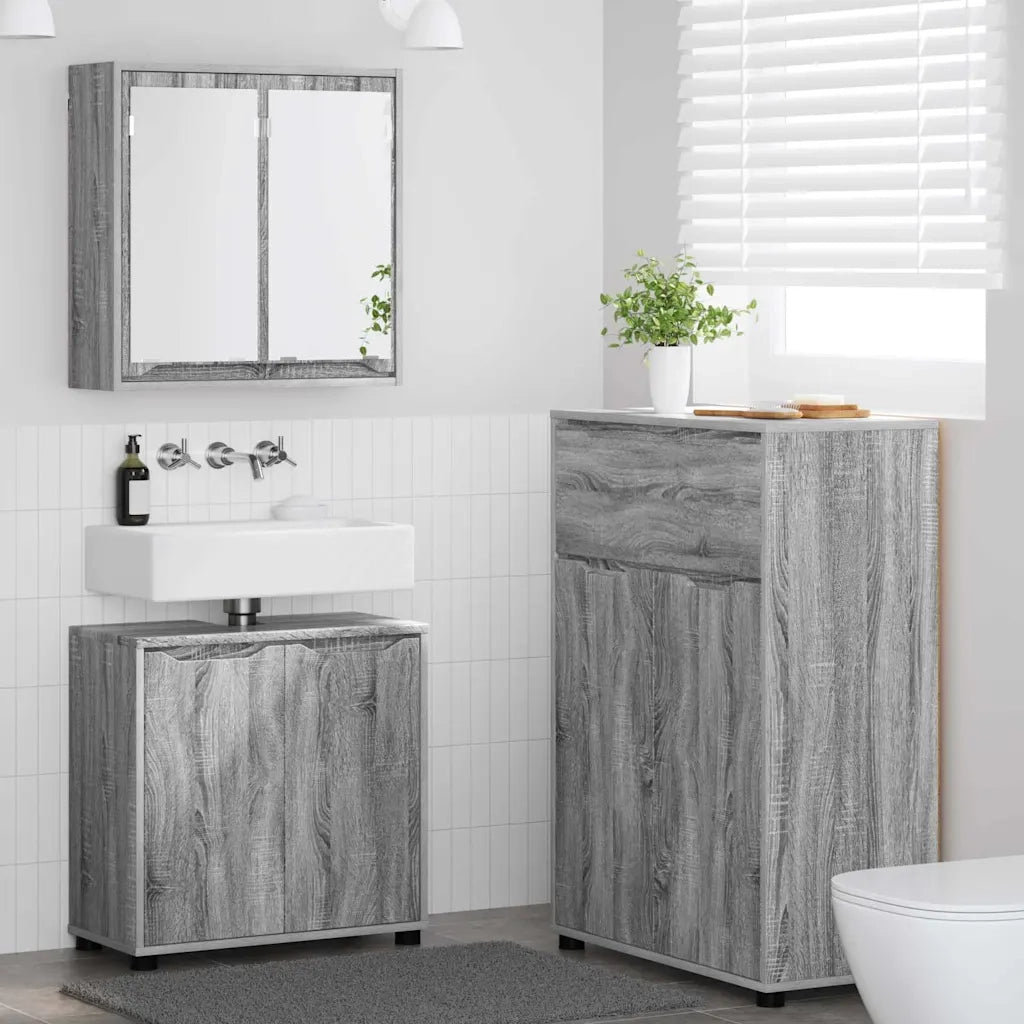 Set di mobili per il bagno con cassetto 3 pcs Grigio Sonoma 3403856