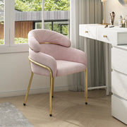 Sedia da pranzo con gambe in metallo; in velluto; rosa
