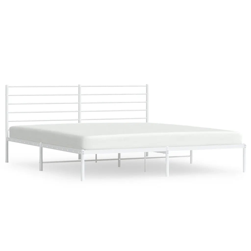 Giroletto con Testiera-Struttura Letto con testiera Metallo Bianco 193x203 cm 586487