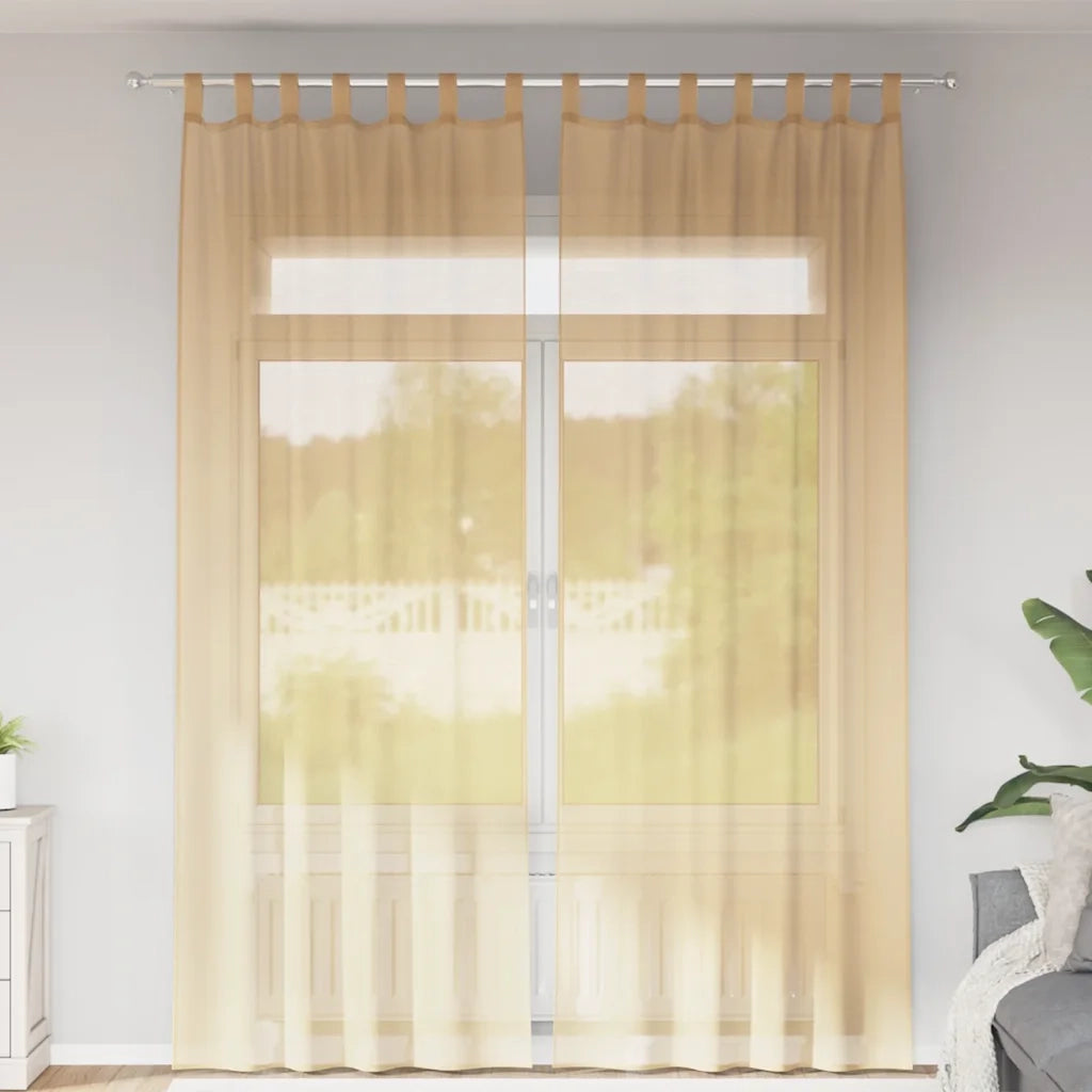Tende in Voile con Passanti 2 pz Sabbia 140x260 cm 4102310