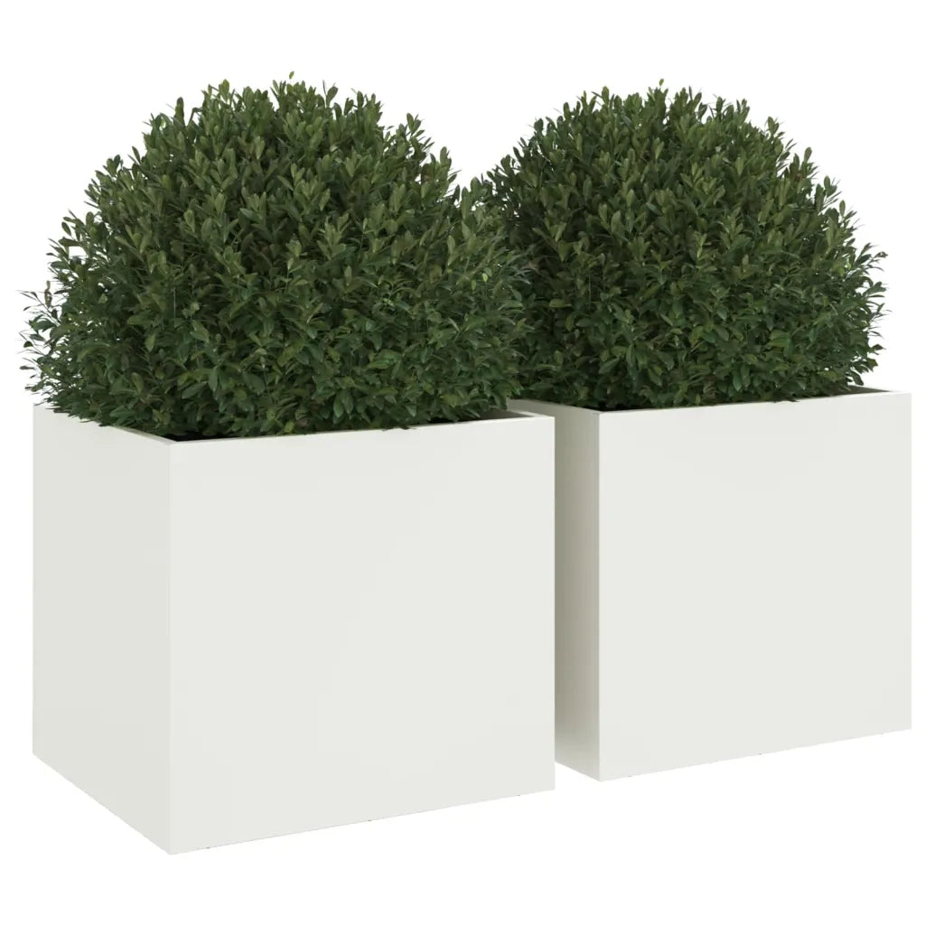 Fioriere 2 pz Bianche 32x30x29 cm in Acciaio 841538