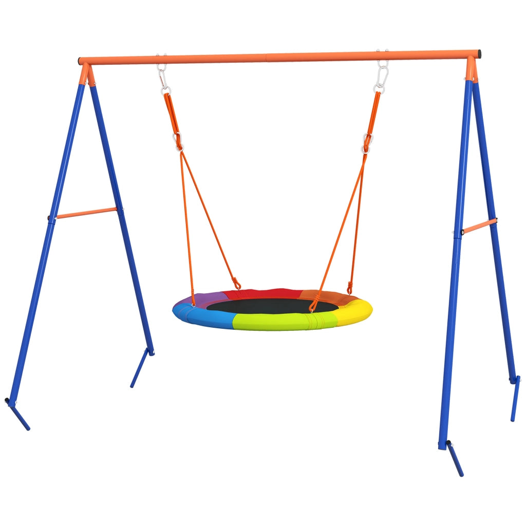 Altalena da Giardino a Nido per 1-2 Bambini in Metallo Rinforzato, 196x172x180cm, Multicolore