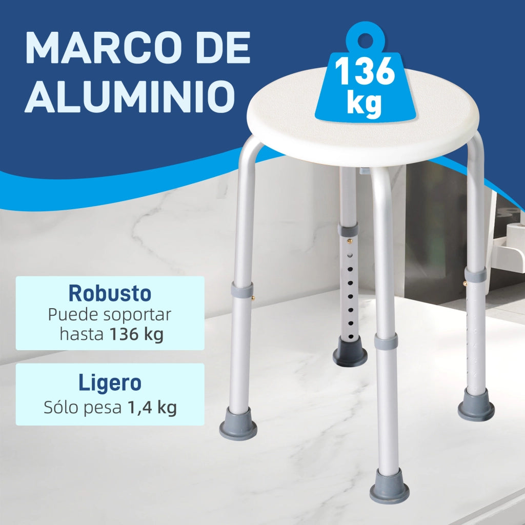 Panchetto Doccia in Alluminio Regolabile ¨C Zephmum ¨C Antiscivolo 136 kg