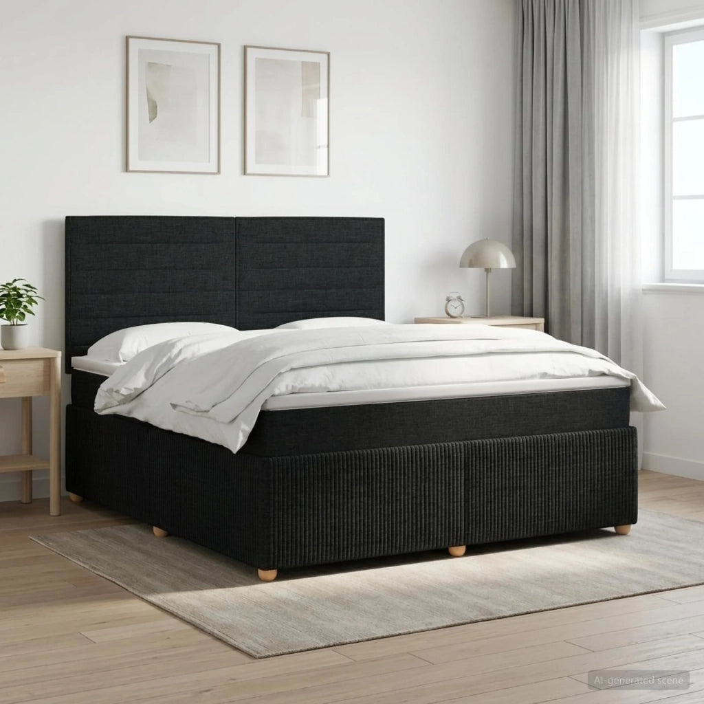 Letto box spring con materasso Nero 140 x 200 cm Tessuto 3454405