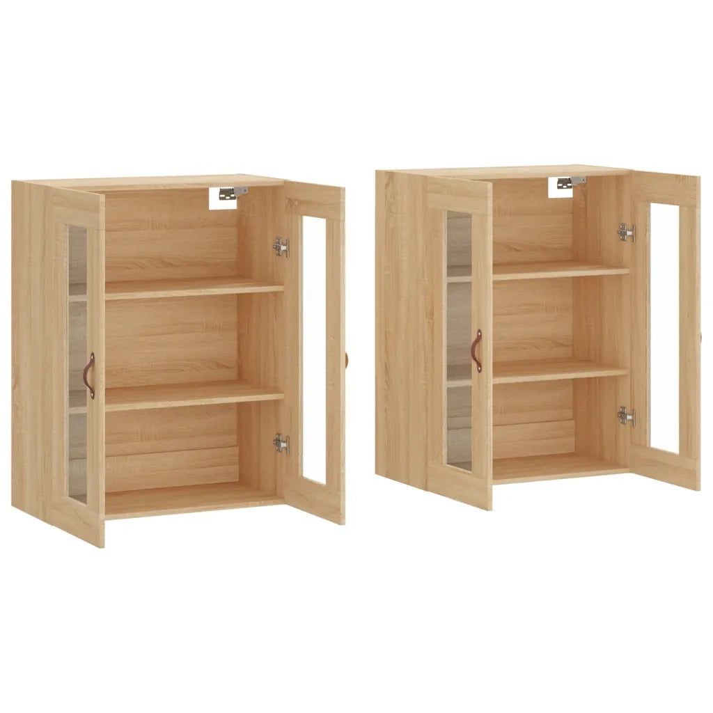 Set di 2 pensili a muro in legno composito 69,5 x 34 x 90 cm elegante soluzione di contenimento in stile contemporaneo in rovere Sonoma 02_0055412